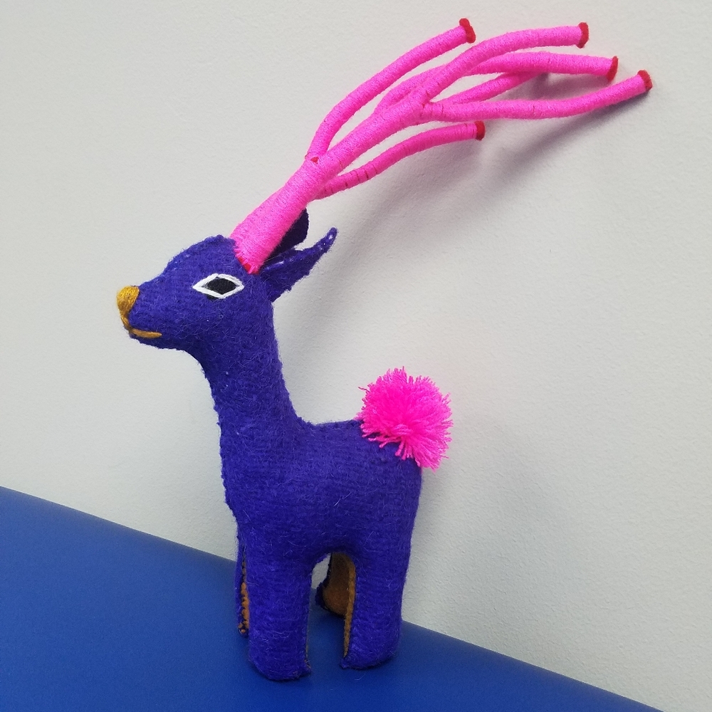 Anthropologie Purple & Pink RARE Wool Peruvian Christmas Reindeer NWOT